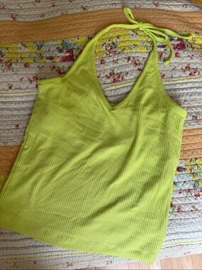 Old Navy Lime Green Ribbed Halter Tank